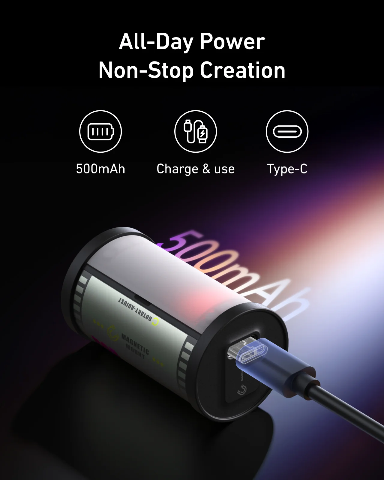 TELESIN StreetGrip Kit + RGB Fill Light for DJI Osmo Action 6 - Image 4