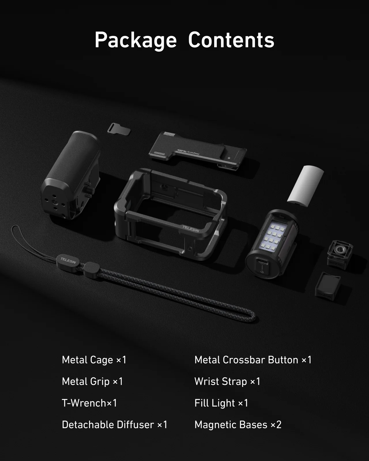 TELESIN StreetGrip Kit + RGB Fill Light for DJI Osmo Action 6 - Image 8