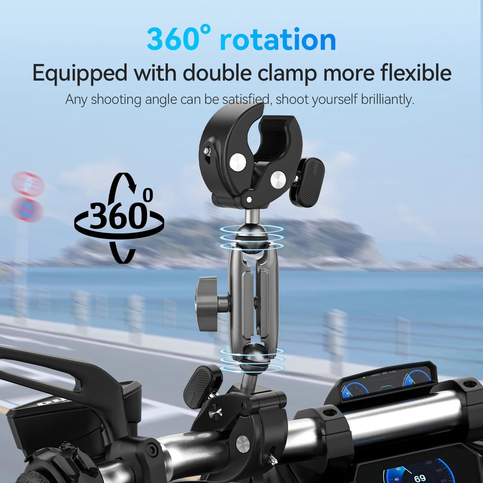 TELESIN Double-headed Crab Clamp Bike/Moto Pipe Clamp - Image 8