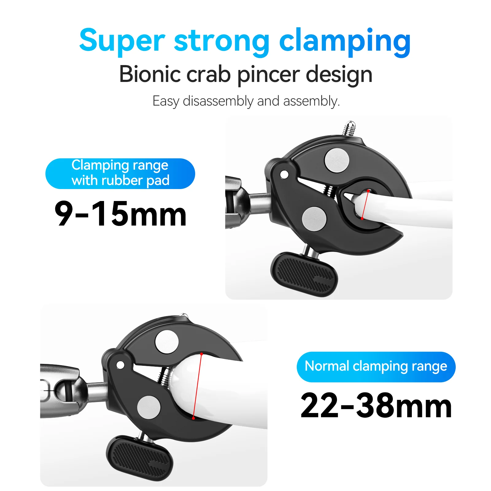 TELESIN Double-headed Crab Clamp Bike/Moto Pipe Clamp - Image 9