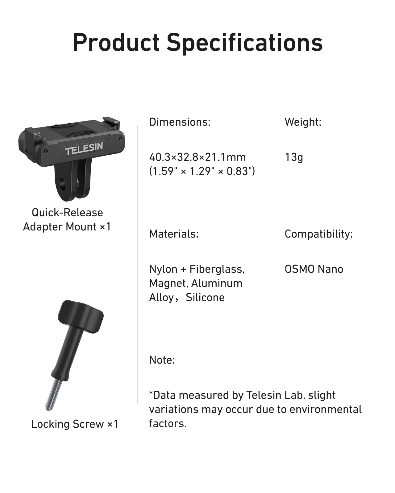 TELESIN Quick-Release Spring Clip for DJI Osmo Nano/Action 6 - Image 3
