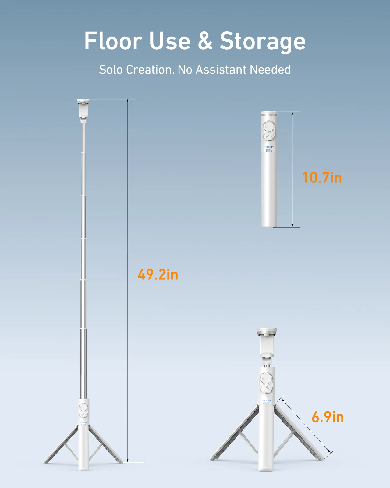 TELESIN 1.3m Tripod Selfie Stick with Zoom - Image 8