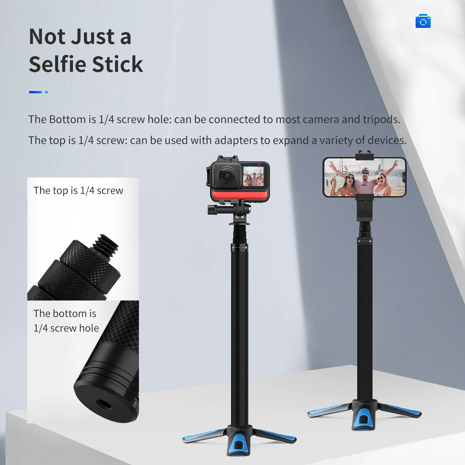 TELESIN 1.16m Carbon Fiber Selfie Stick - Image 11