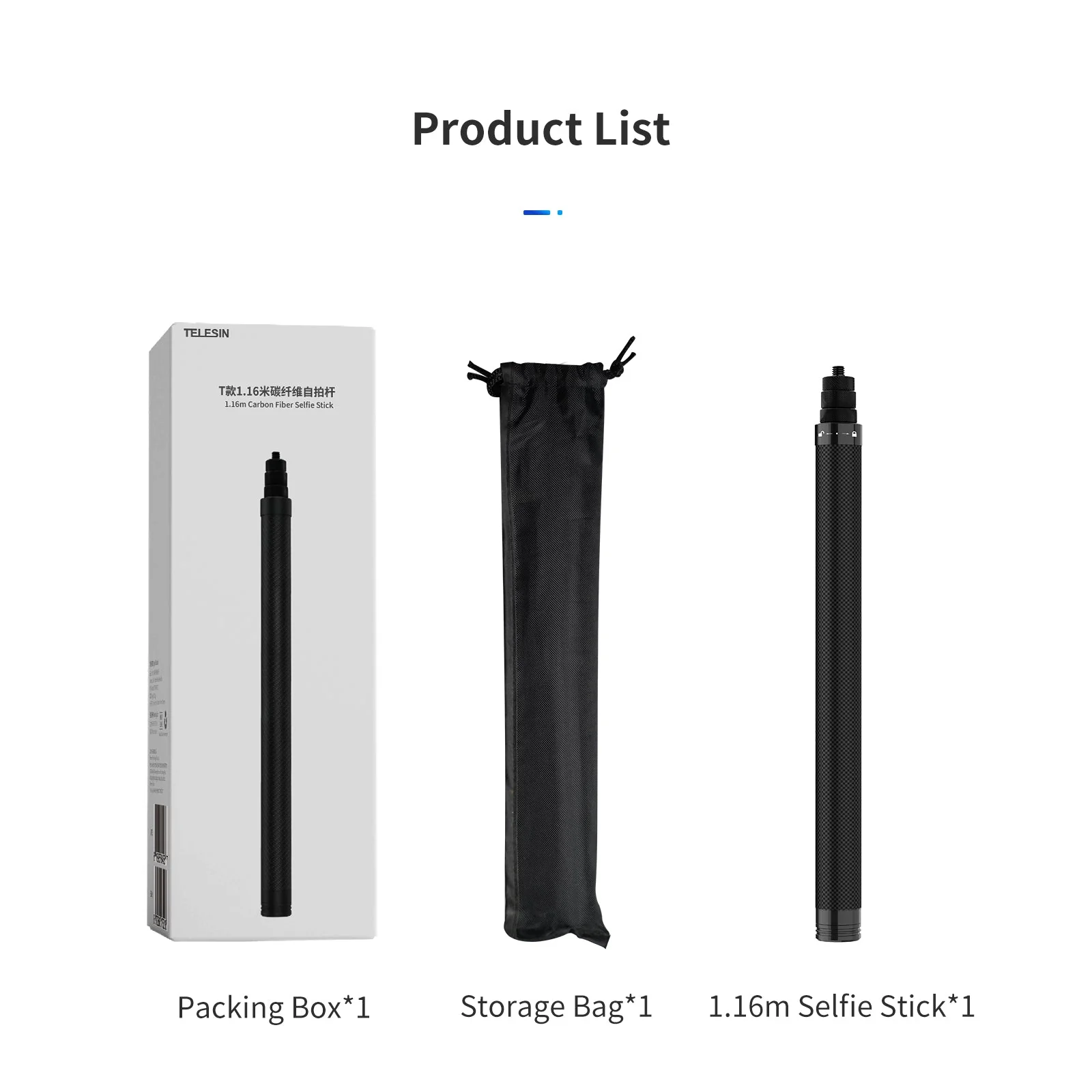 TELESIN 1.16m Carbon Fiber Selfie Stick - Image 14