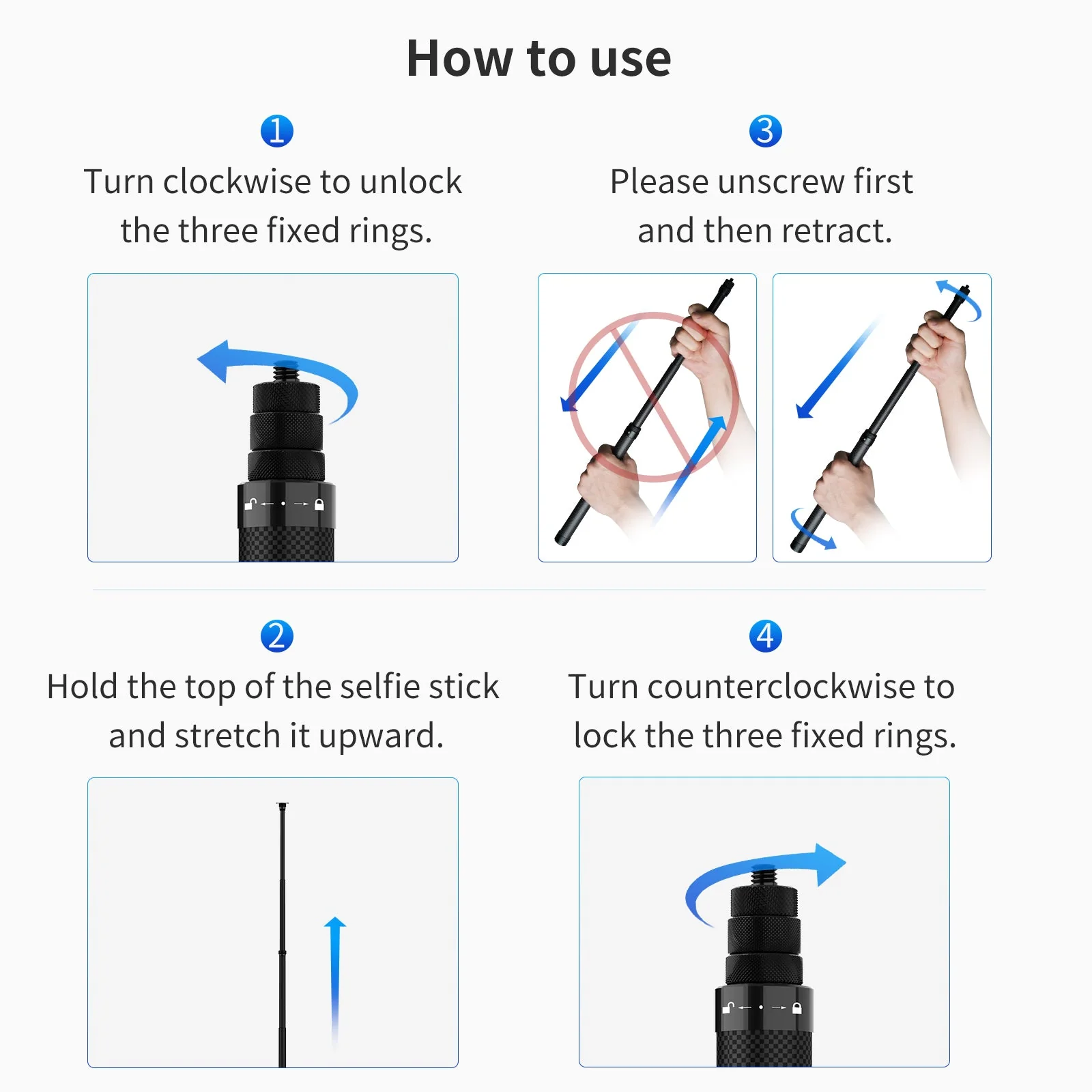 TELESIN 1.16m Carbon Fiber Selfie Stick - Image 5