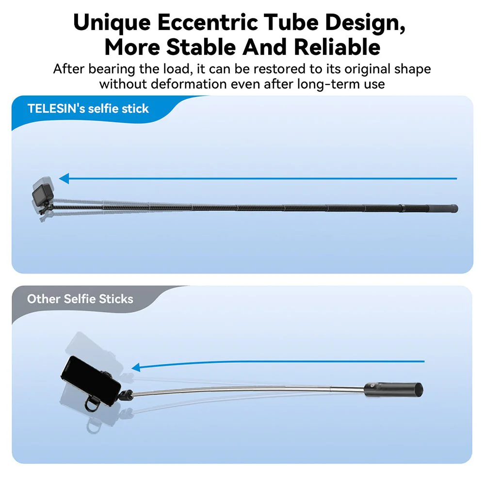 TELESIN 1.2m Adjustable Carbon Fiber Selfie Stick - Image 13