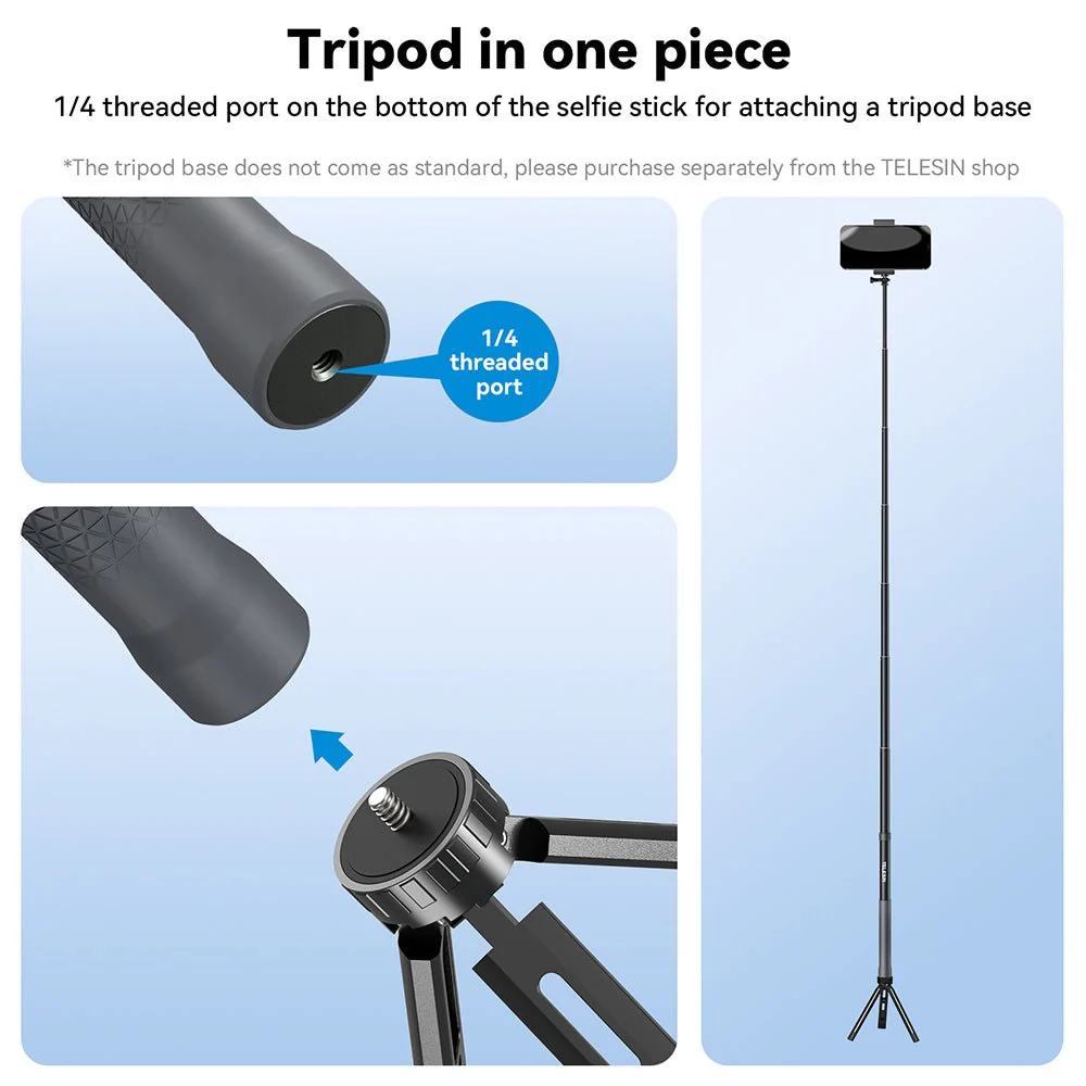 TELESIN 1.2m Adjustable Carbon Fiber Selfie Stick - Image 14