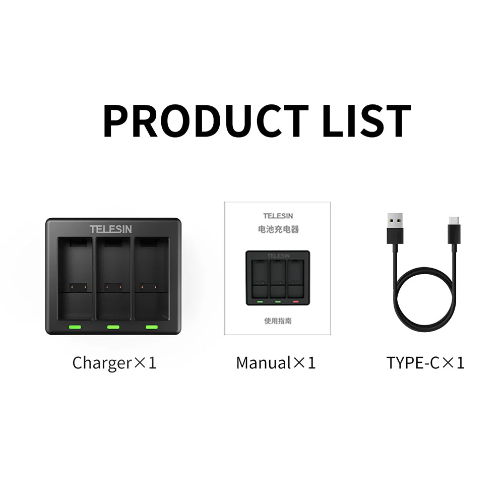 TELESIN 3 Slots Charger for GoPro Hero 9/10/11/12 - Image 11