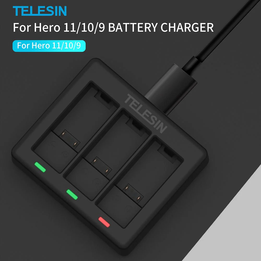 TELESIN 3 Slots Charger for GoPro Hero 9/10/11/12 - Image 5