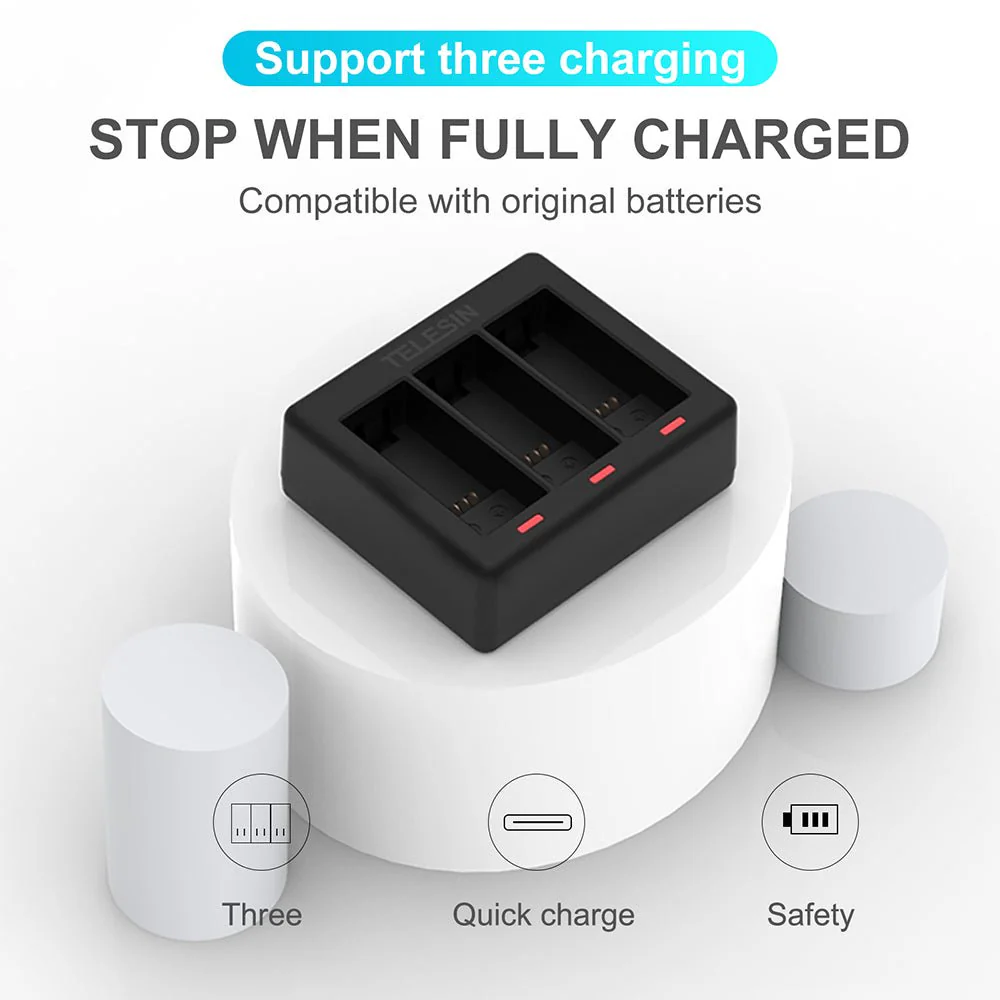 TELESIN 3 Slots Charger for GoPro Hero 9/10/11/12 - Image 6