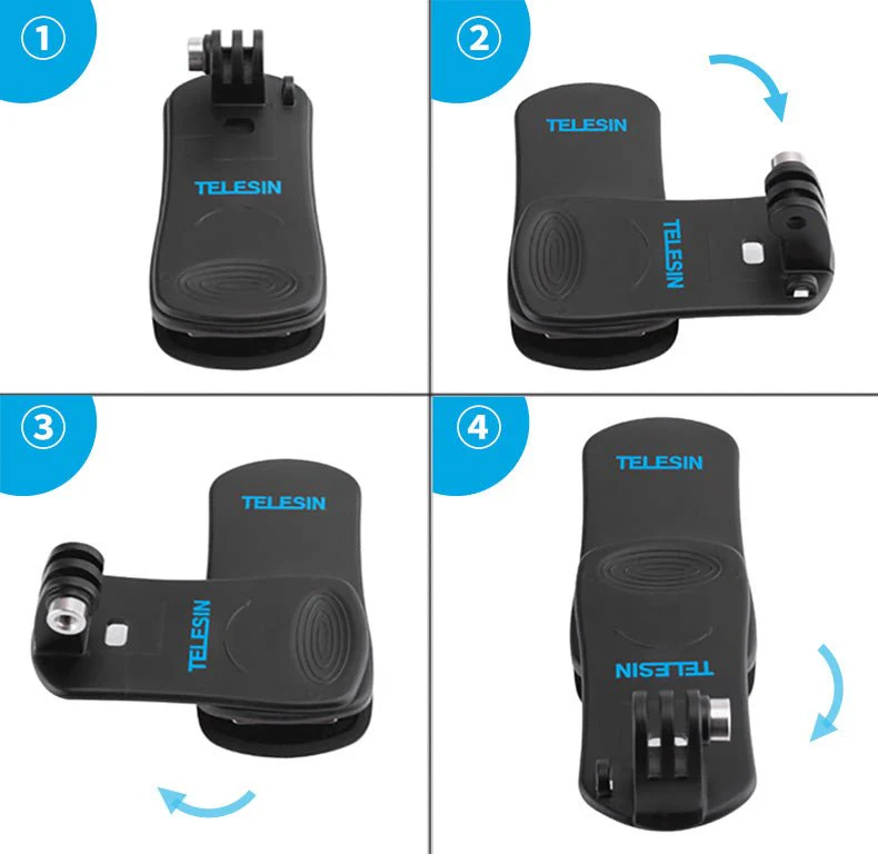 TELESIN 360° Rotation Backpack Clip Clamp Mount for Action Cameras - Image 4
