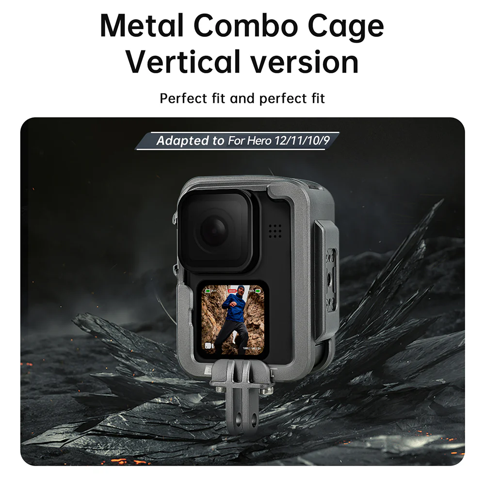 TELESIN Metal Cage Vertical Frame for GoPro 12/11/10/9 - Image 10