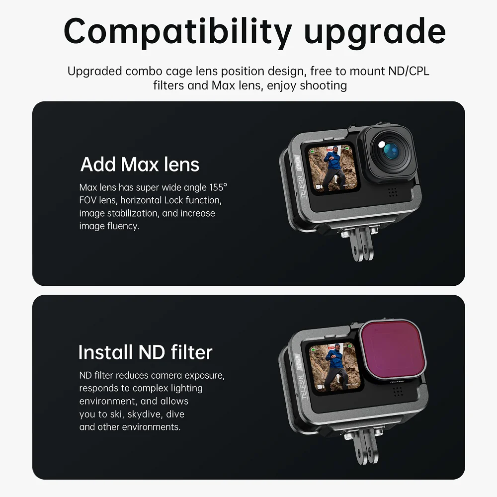 TELESIN Metal Cage Vertical Frame for GoPro 12/11/10/9 - Image 11