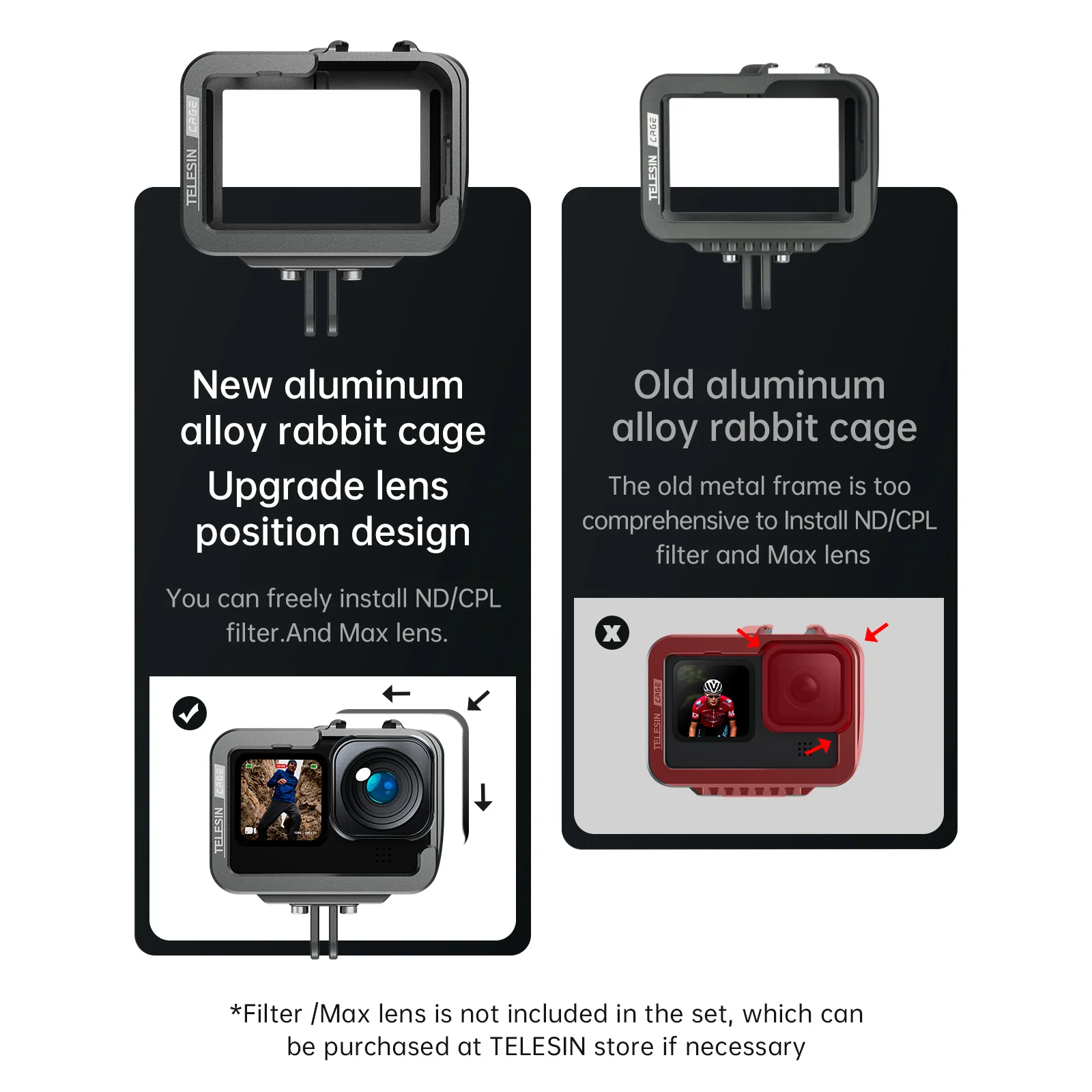 TELESIN Metal Cage Vertical Frame for GoPro 12/11/10/9 - Image 12