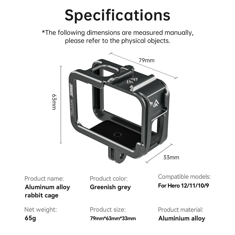 TELESIN Metal Cage Vertical Frame for GoPro 12/11/10/9 - Image 9