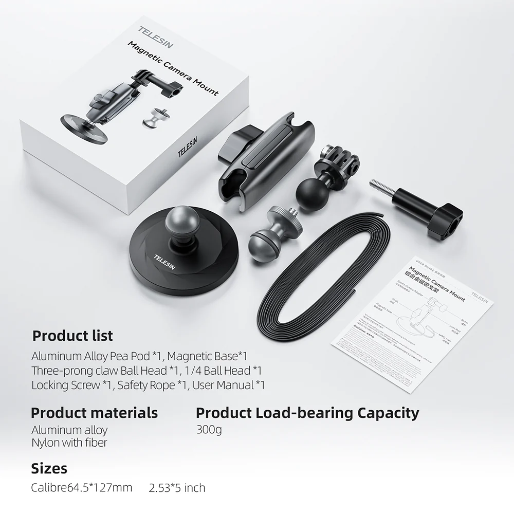 TELESIN Aluminum Alloy Magnetic Base Camera Mount - Image 12