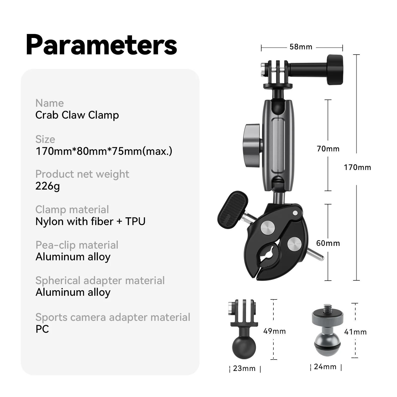 TELESIN Aluminum Alloy Universal Handlebar Mount - Image 11
