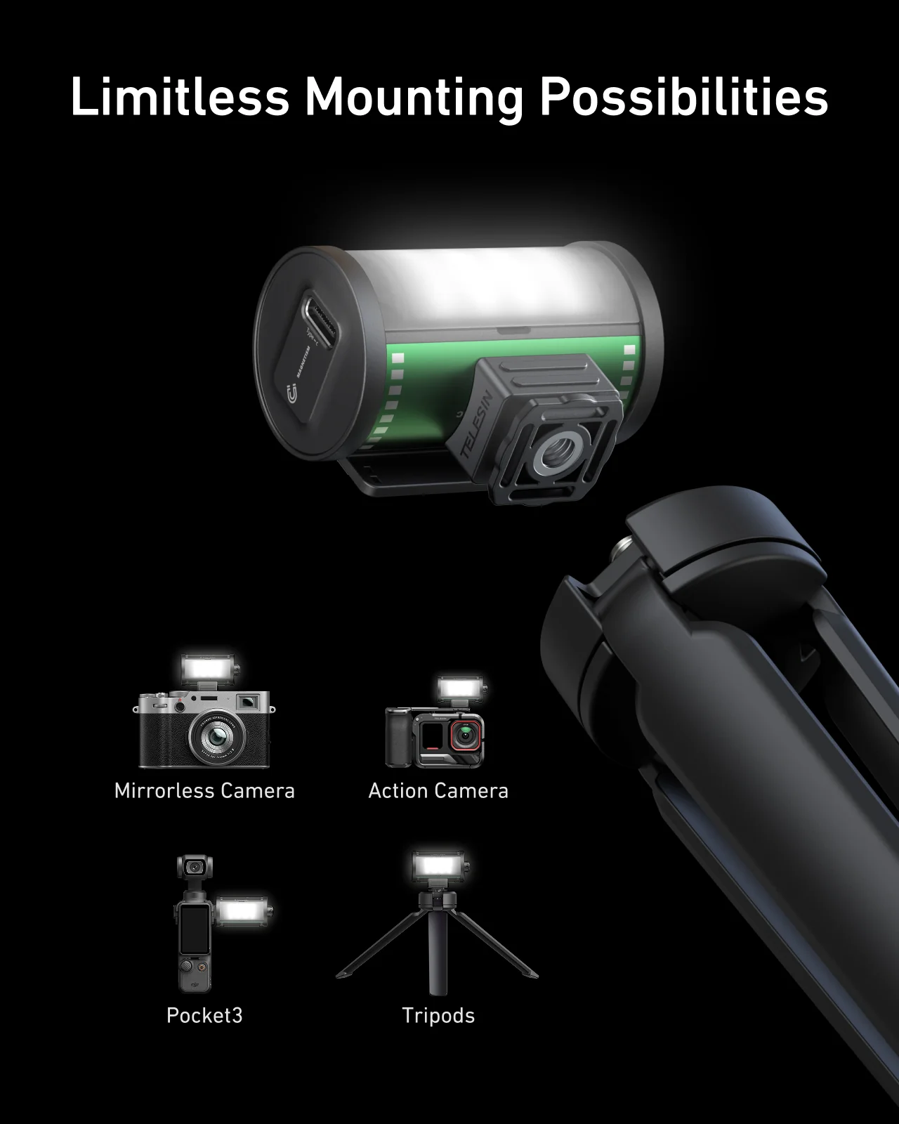 TELESIN Bi-Color LED Video Light For Camera - Image 5