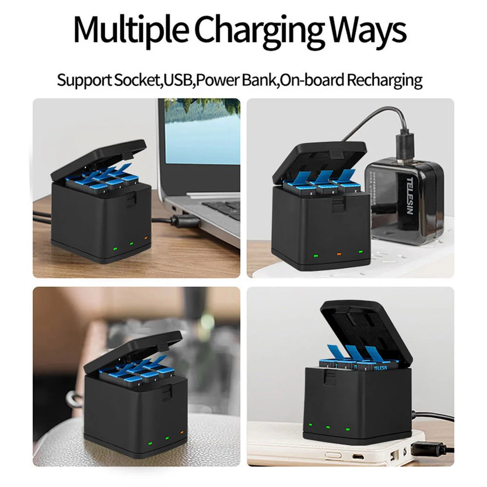 3 Slots LED Storage Charger Box for GoPro 5-8 - Image 3