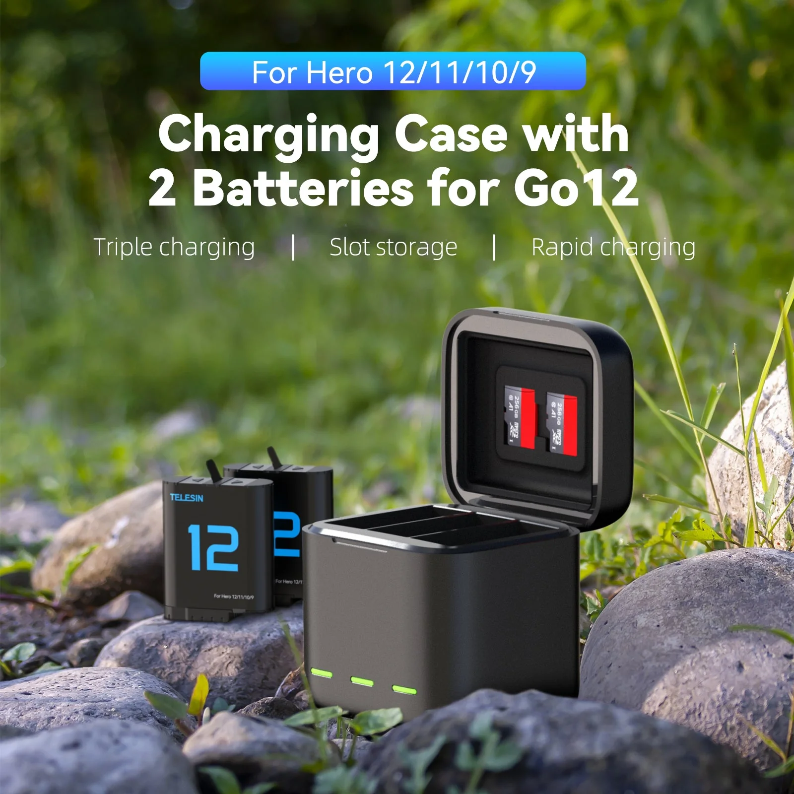 Charging Case with 2 Batteries  for Hero 9-12 - Image 2