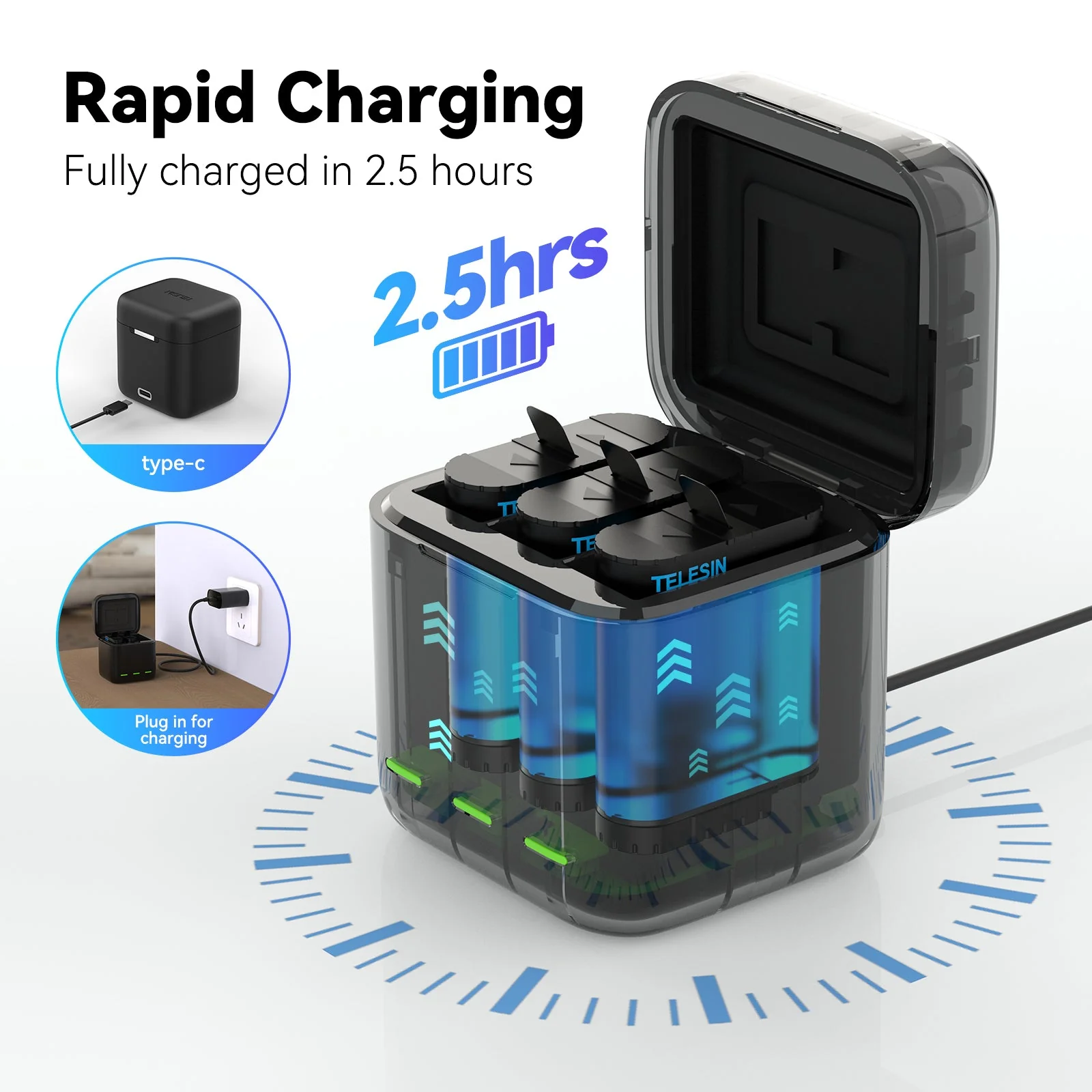 Charging Case with 2 Batteries  for Hero 9-12 - Image 3