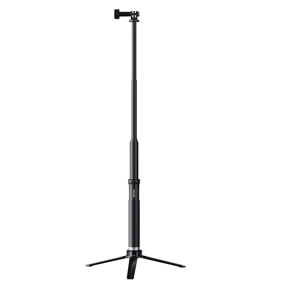 TELESIN 0.9m Extendable Aluminum Alloy Selfie Stick with Tripod and Phone Clip for GoPro - Image 4