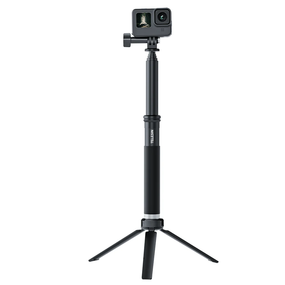 TELESIN 0.9m Extendable Aluminum Alloy Selfie Stick with Tripod and Phone Clip for GoPro - Image 7
