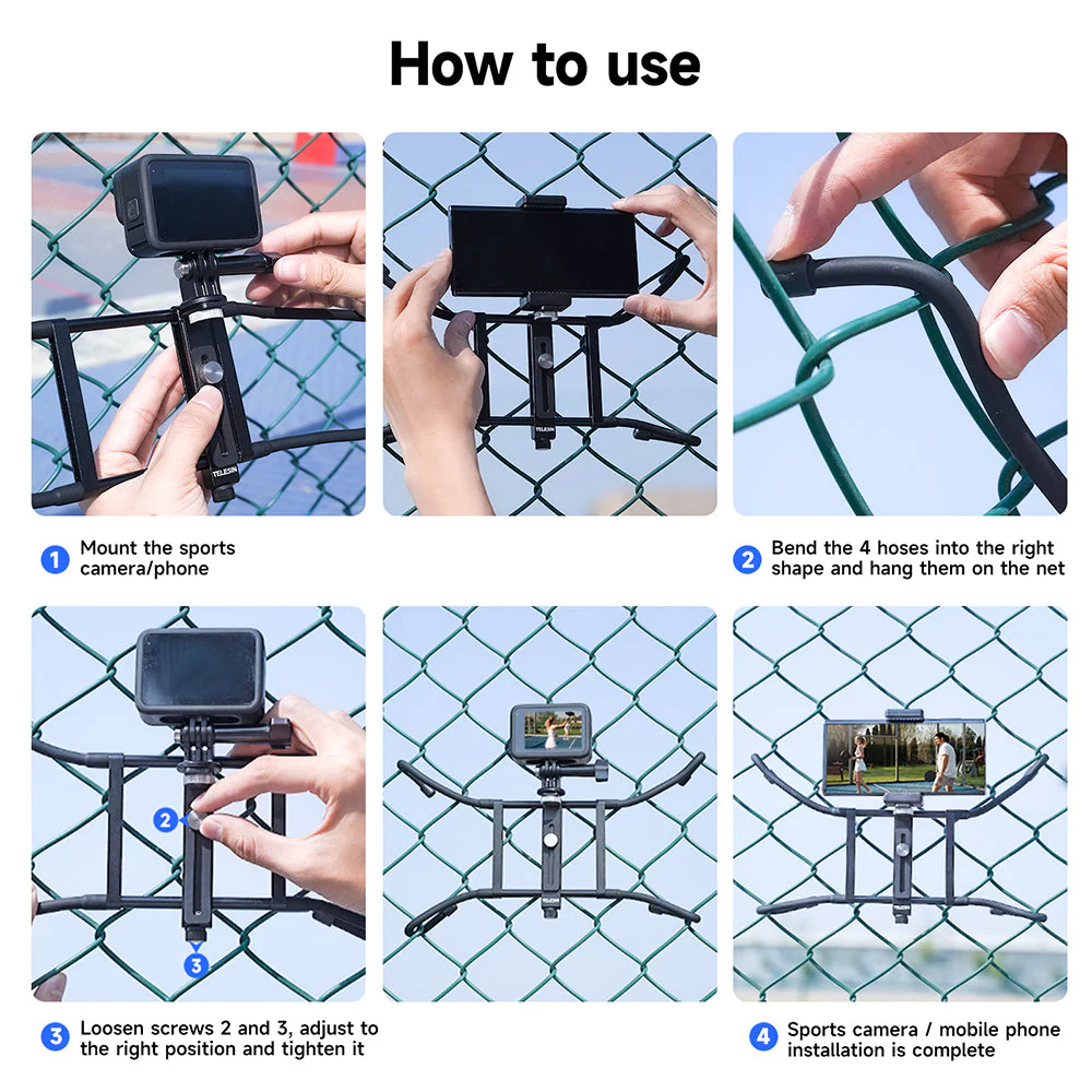 TELESIN Adjustable Universal Fence Mount for Action Cameras/ Phones - Image 15