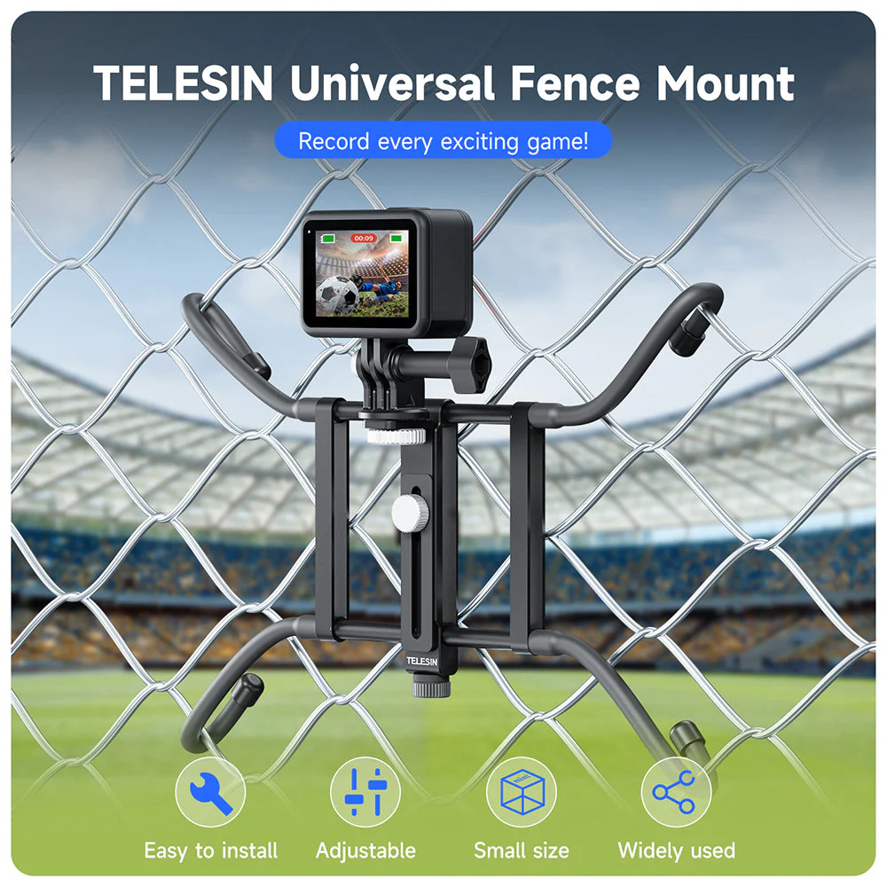 TELESIN Adjustable Universal Fence Mount for Action Cameras/ Phones - Image 6