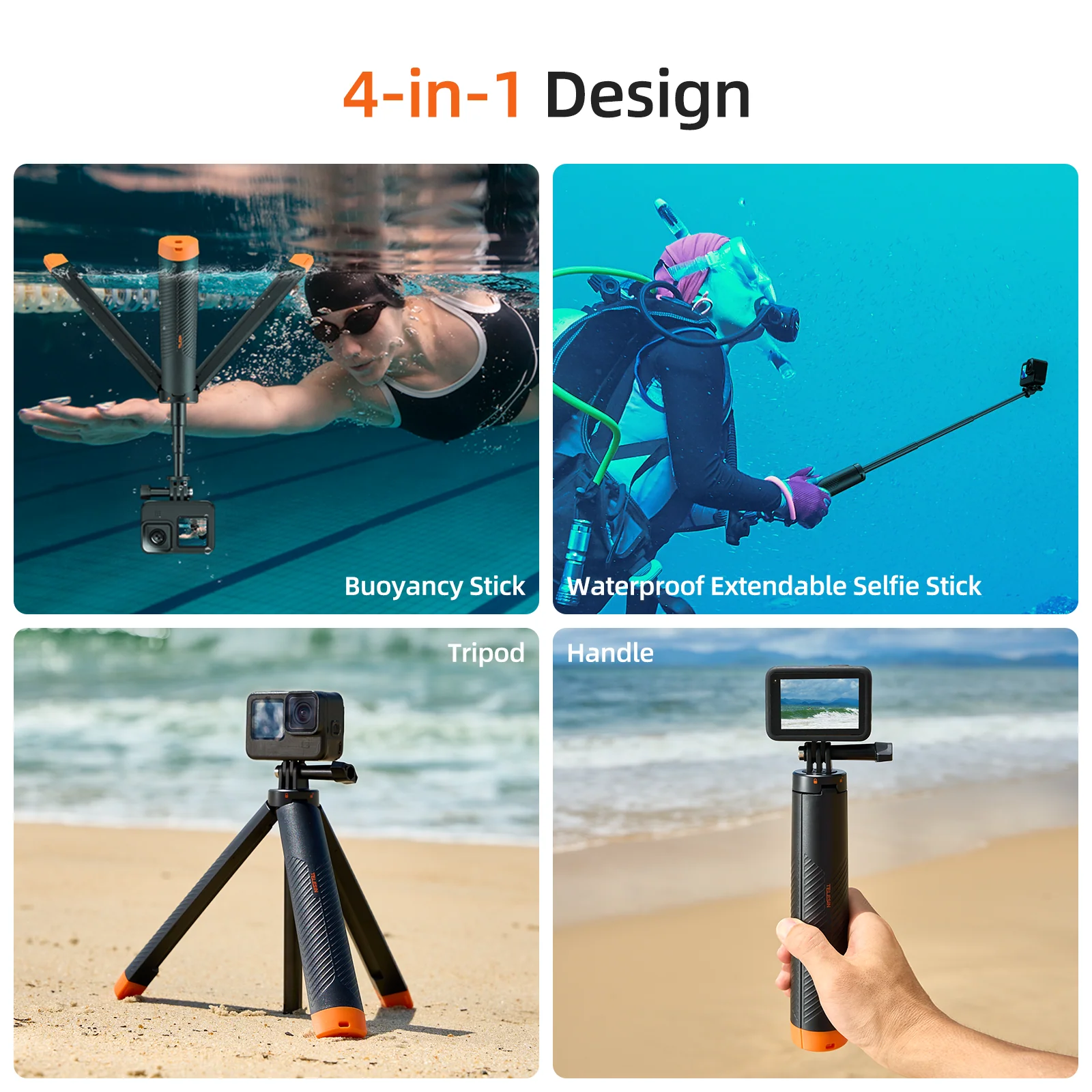 TELESIN Floating Tripod Selfie Stick - Image 4