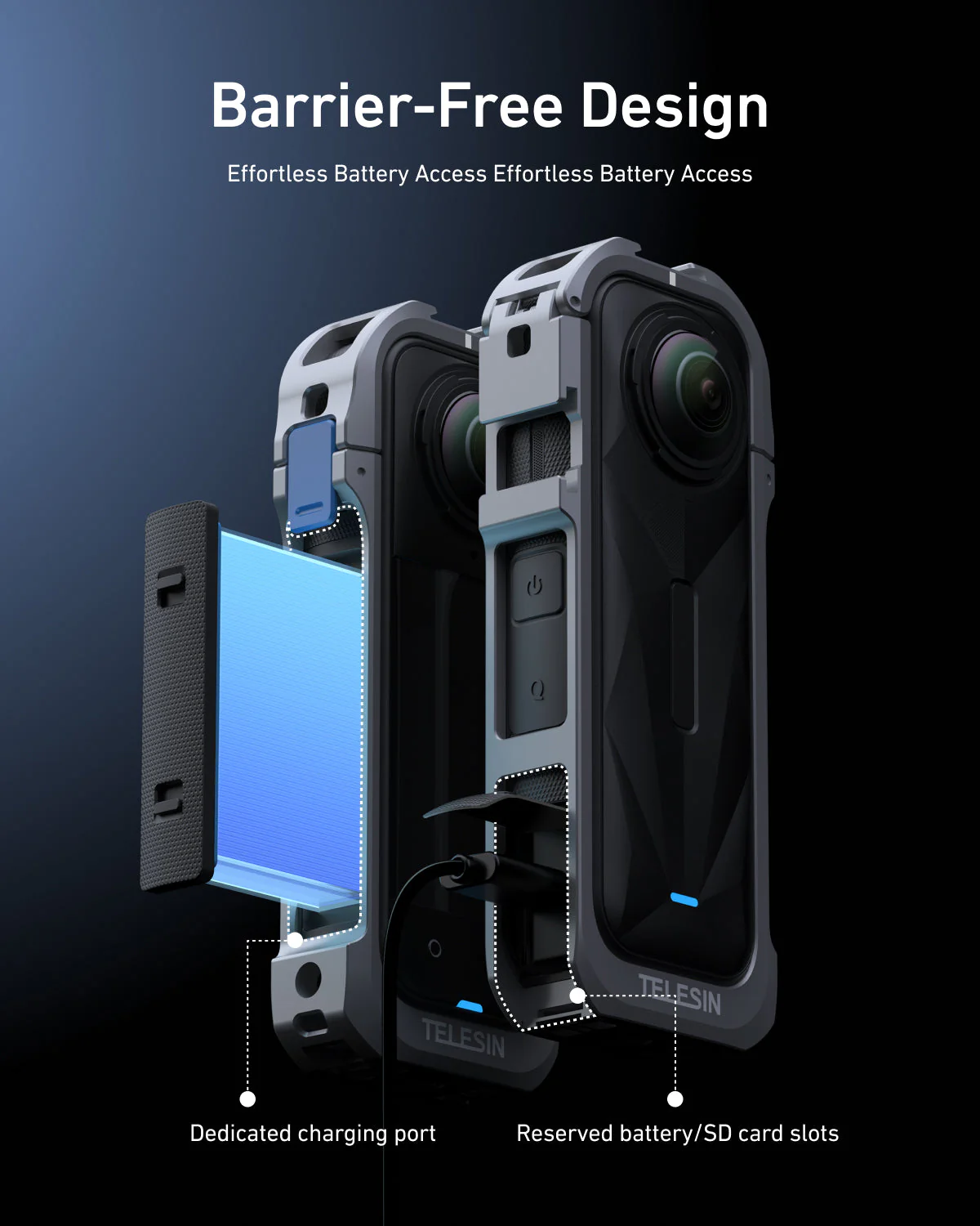 TELESIN Full Cage Protection for Insta360 X5 - Image 3