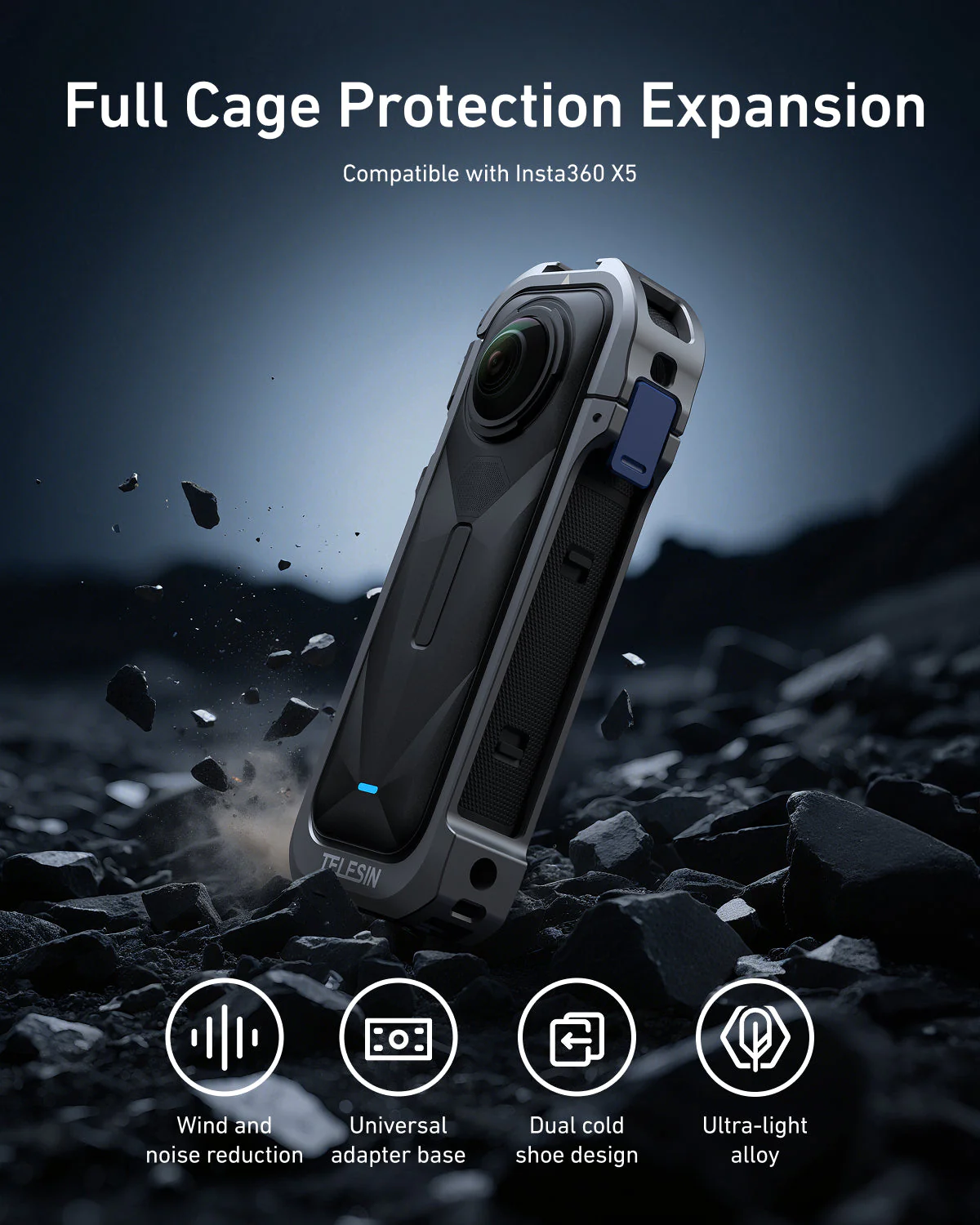 TELESIN Full Cage Protection for Insta360 X5 - Image 7