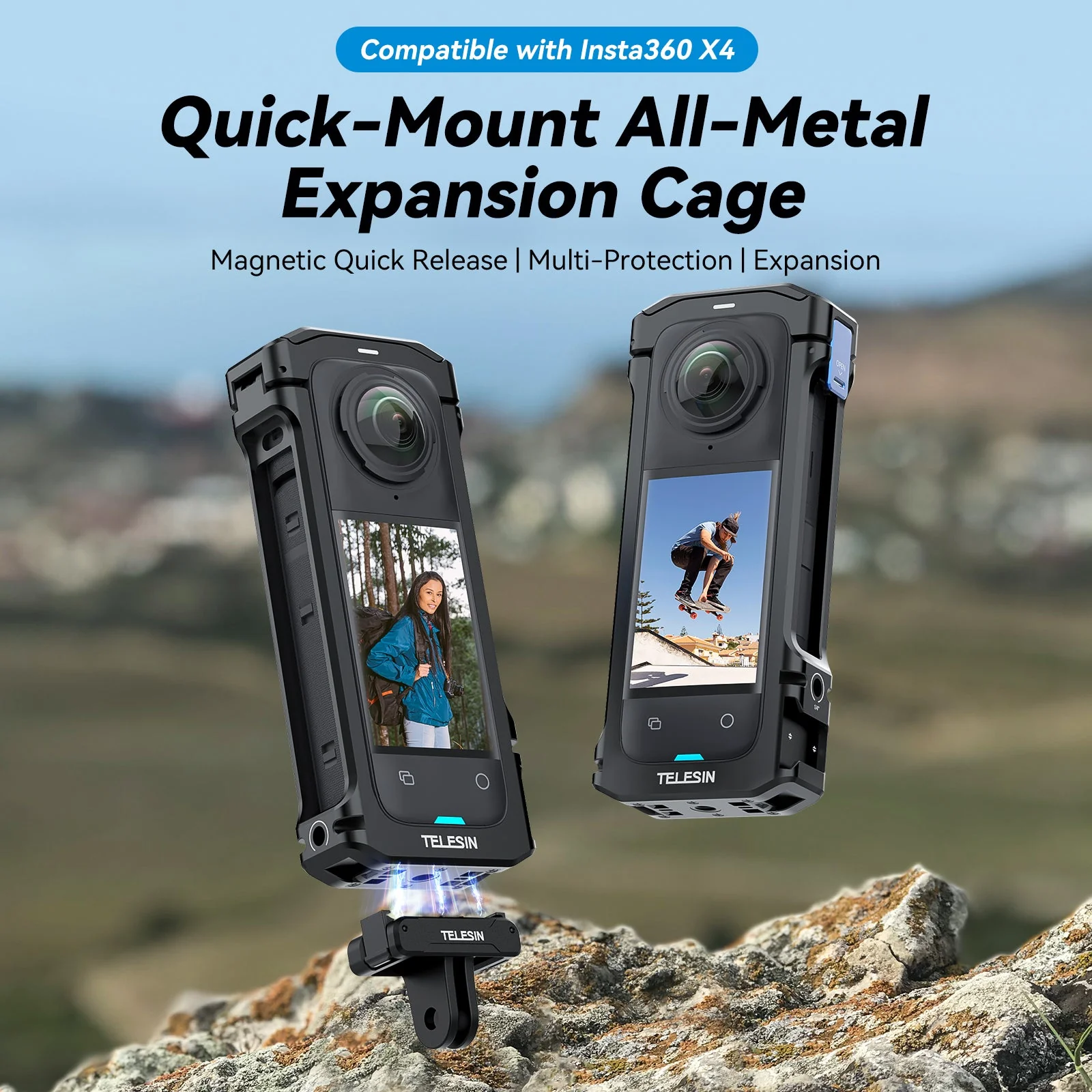 Telesin Full Metal Expansion Cage For Insta360 X4 - Image 2