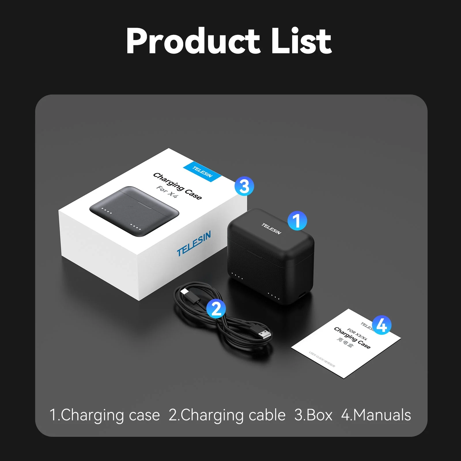 TELESIN Insta360 X4 dual card slot charging box - Image 8