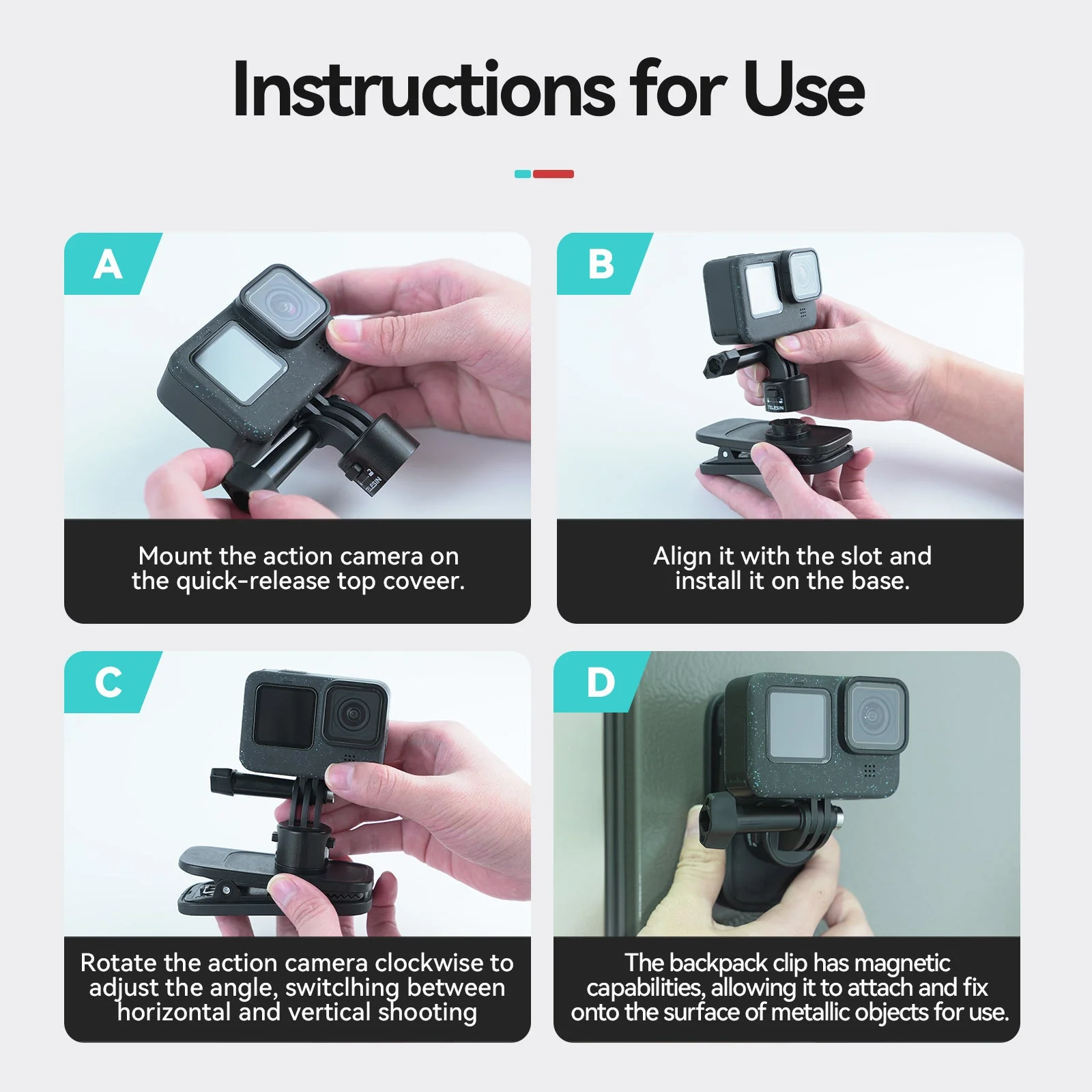 TELESIN Magnetic Backpack Clip (Quick Release Version) - Image 4