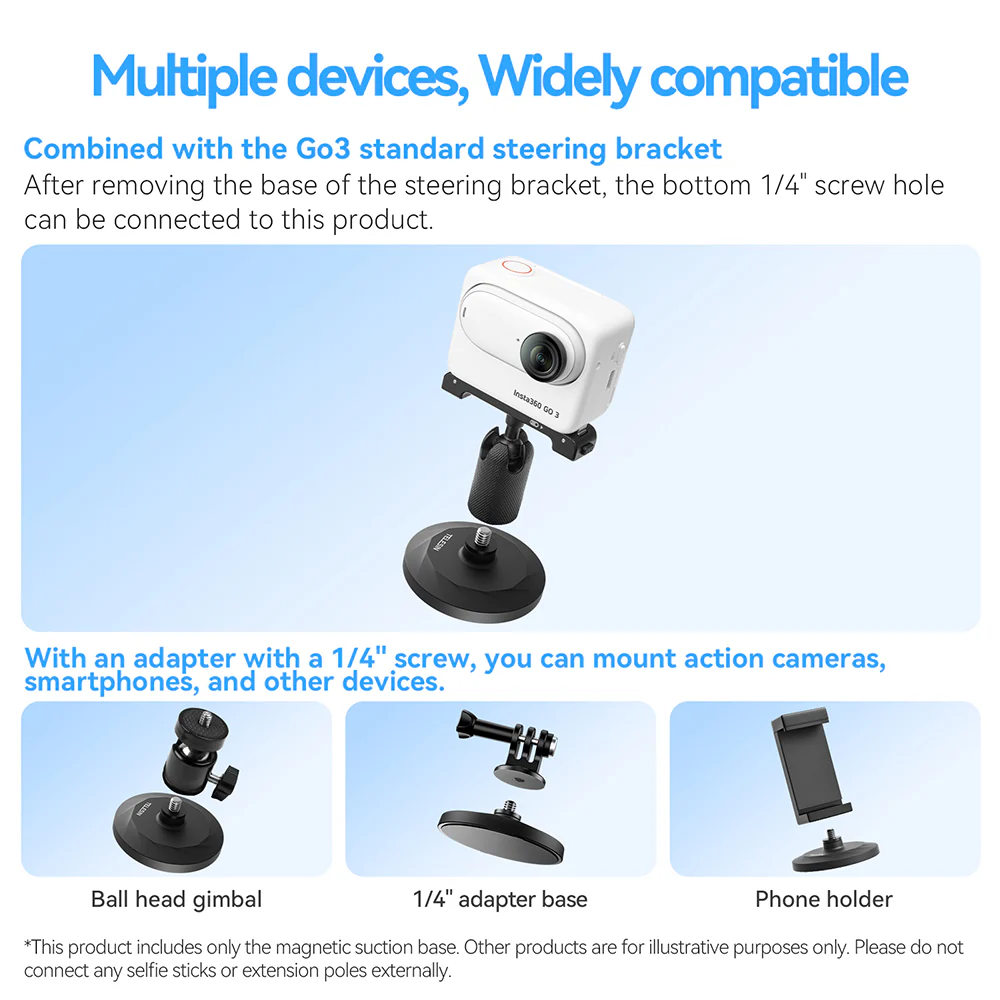 TELESIN Magnetic Base Steering Bracket for Insta360 GO 3 - Image 3