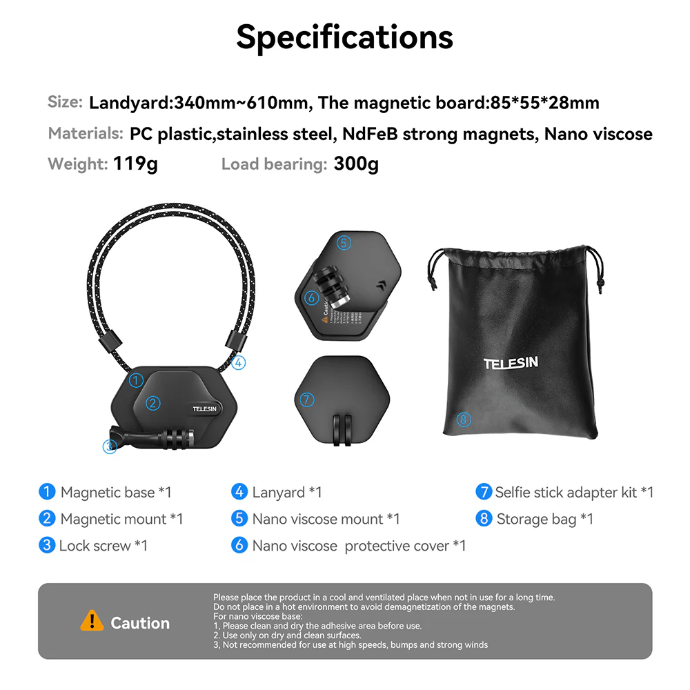 TELESIN Magnetic Bracket Expansion Set (Neck Mount/Quick Release) - Image 20