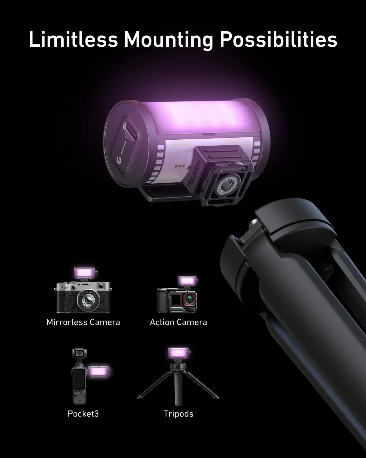TELESIN Magnetic RGB Video Light - Image 7