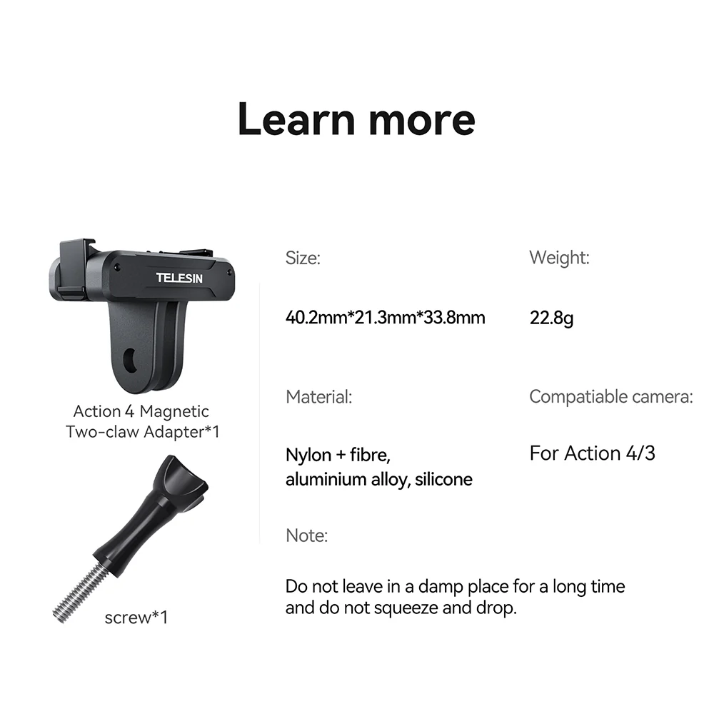 TELESIN Magnetic Two-claw Adapter for DJI ACTION 3/4 - Image 15