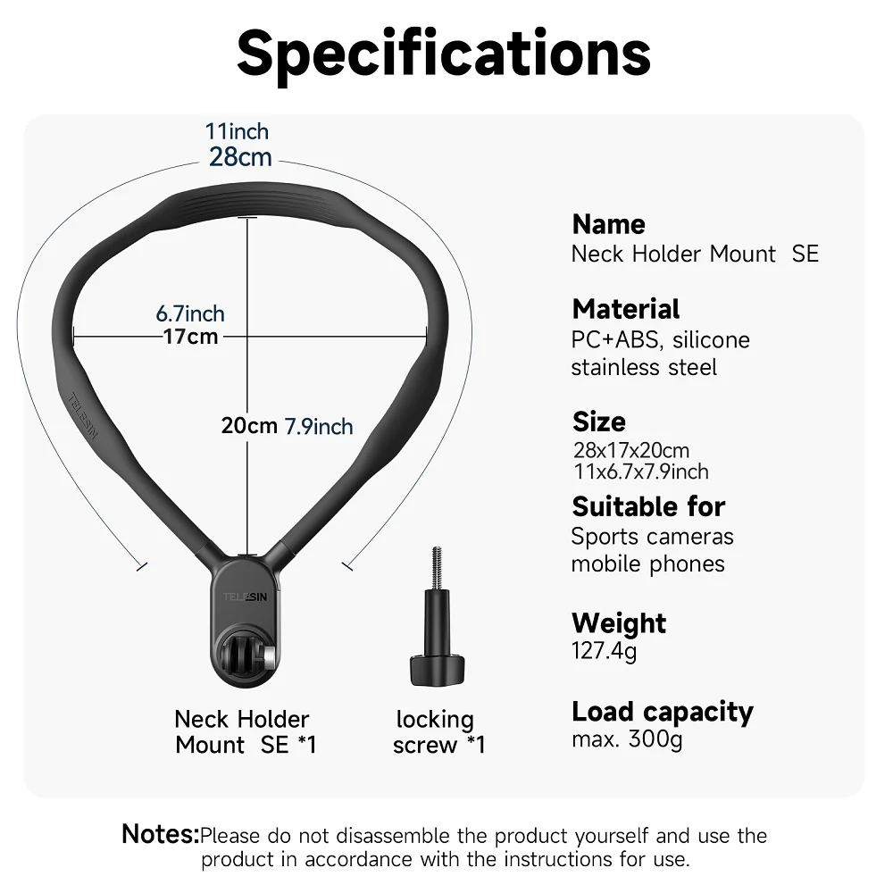 TELESIN Neck Holder Mount SE (No Magnetic) for Action Cameras/ Phones - Image 14
