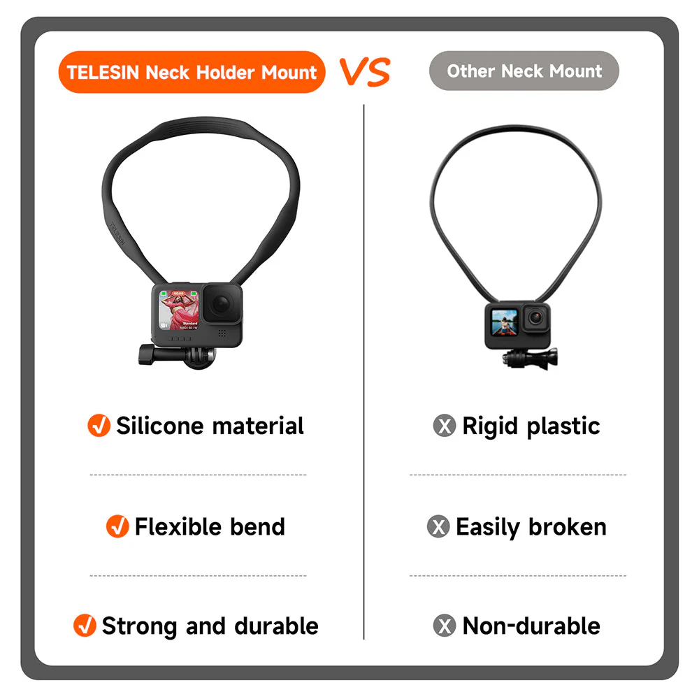 TELESIN Neck Holder Mount SE (No Magnetic) for Action Cameras/ Phones - Image 6
