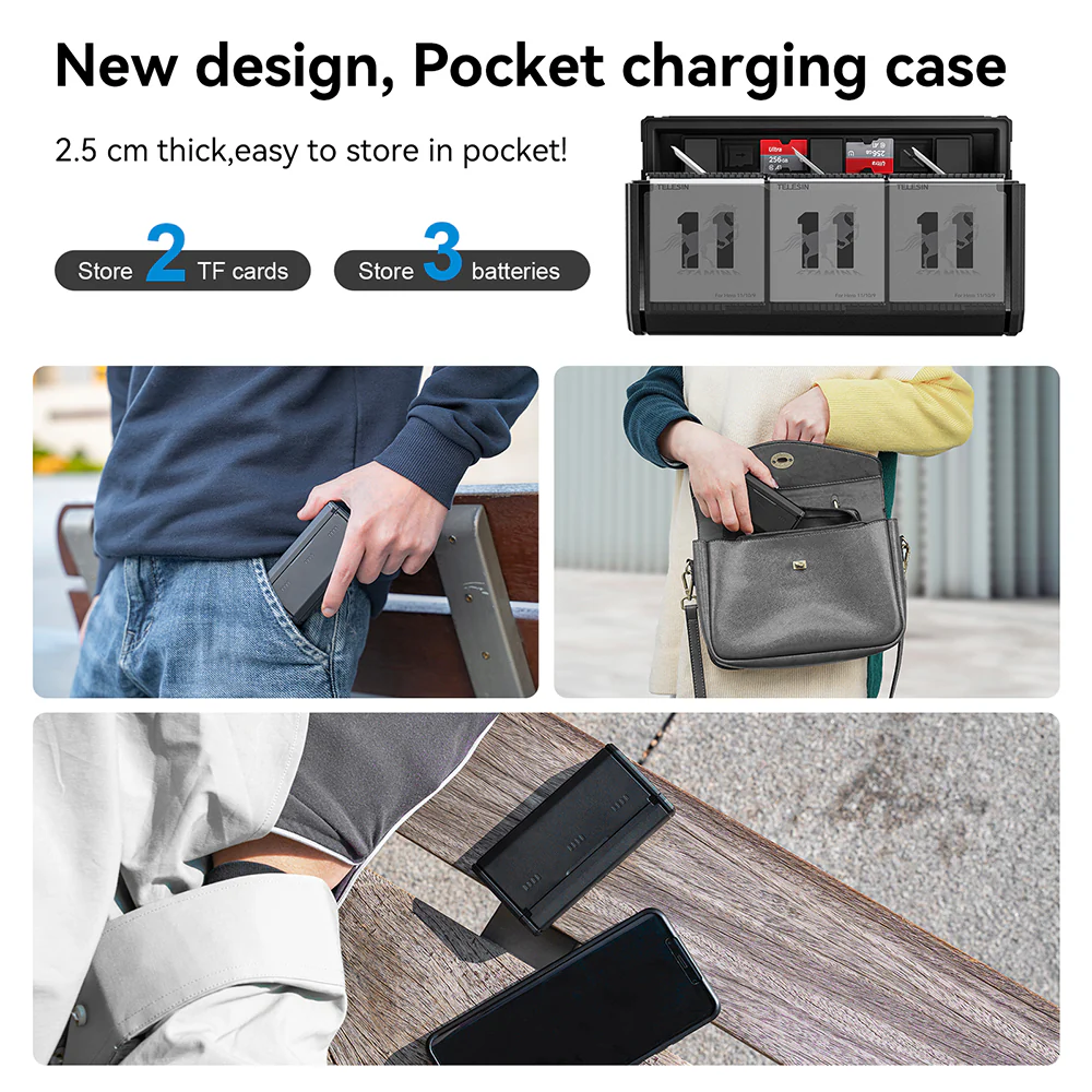 TELESIN Pocket Multifunctional Storage Charging Box for GoPro 9/10/11/12 - Image 10