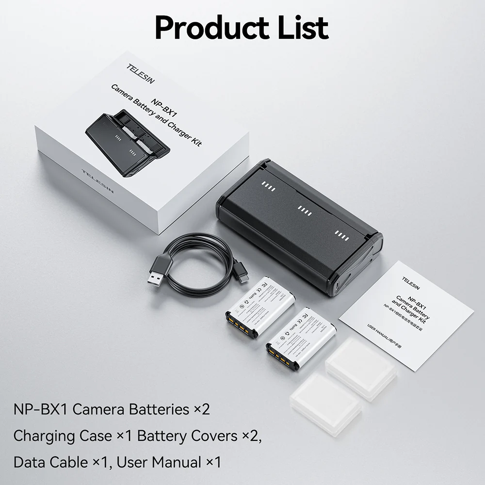 TELESIN Portable Charging Case with 2 NP-BX1 Batteries for Sony - Image 12