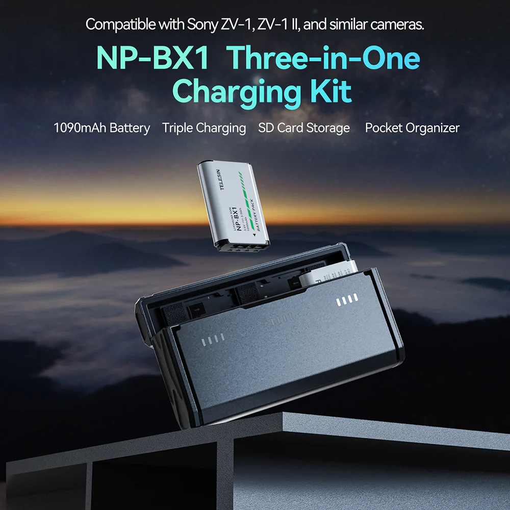 TELESIN Portable Charging Case with 2 NP-BX1 Batteries for Sony - Image 4
