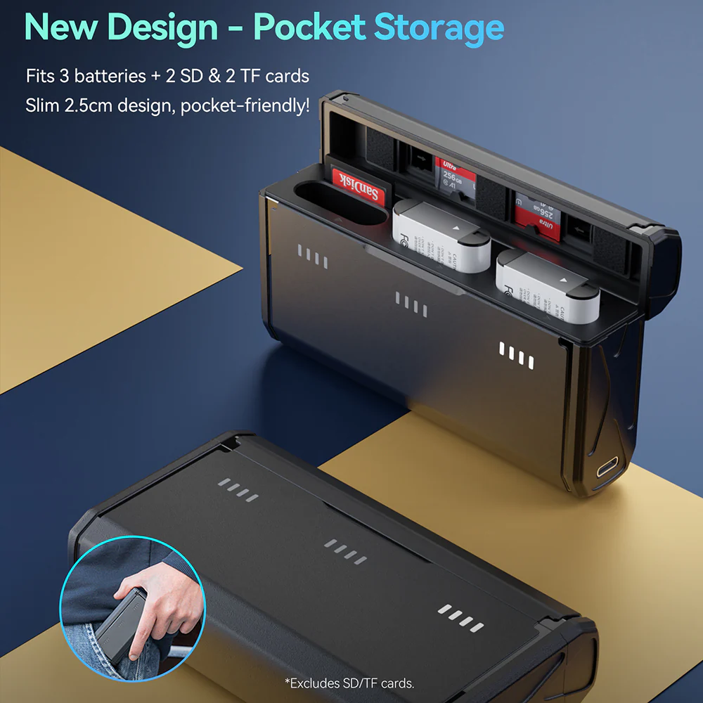 TELESIN Portable Charging Case with 2 NP-BX1 Batteries for Sony - Image 5