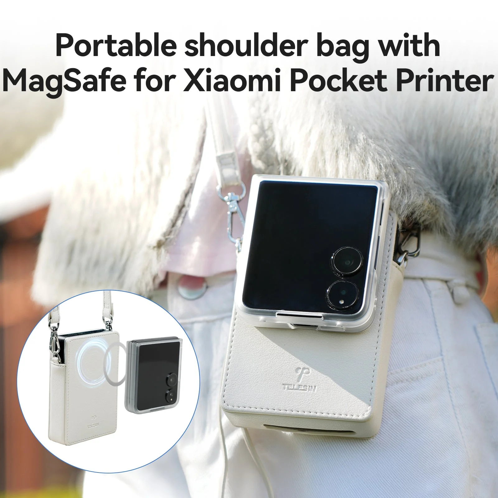 TELESIN Portable shoulder bag with MagSafe for Xiaomi Pocket Printer - Image 3