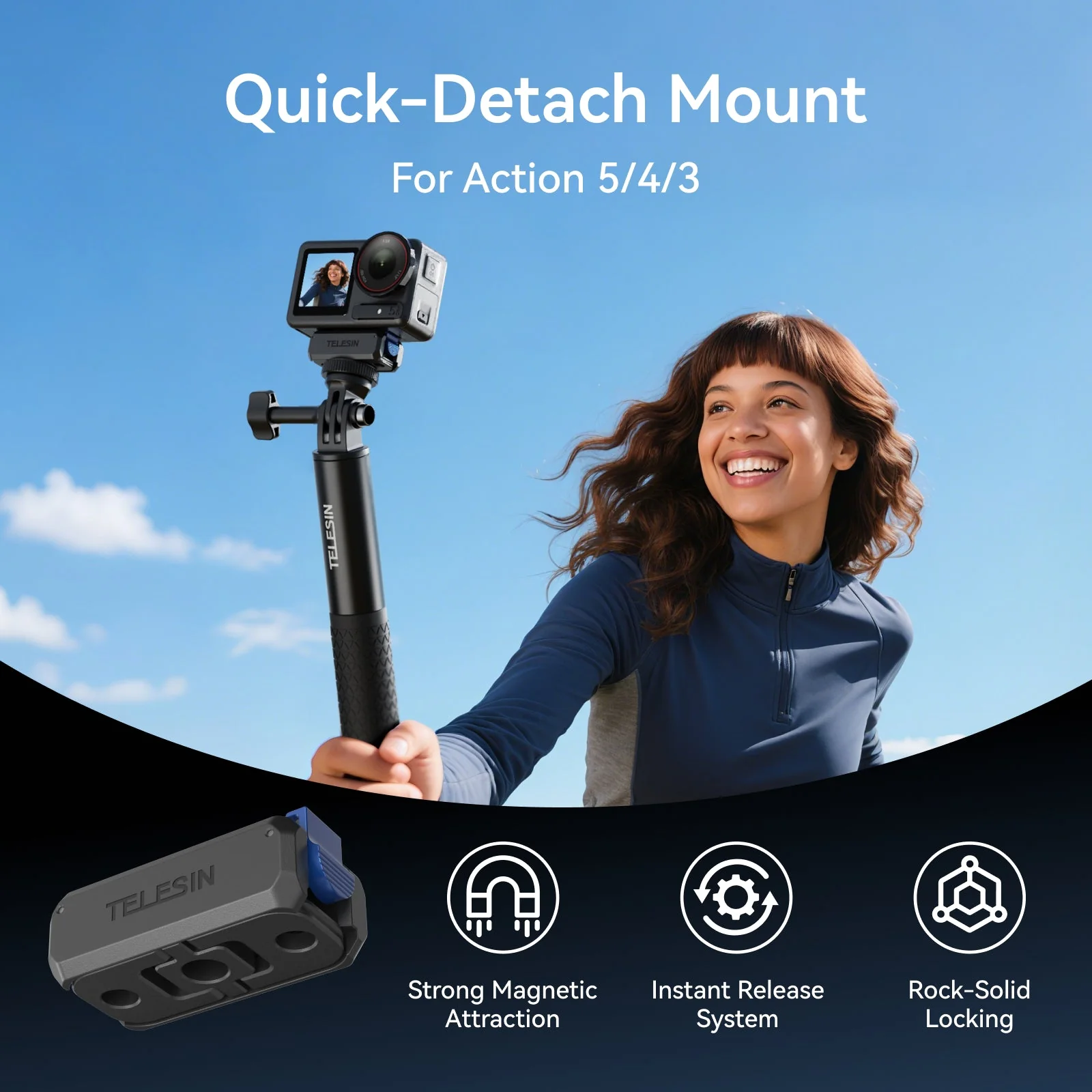 TELESIN Quick-Detach Mount For Action 5/4/3 - Image 2