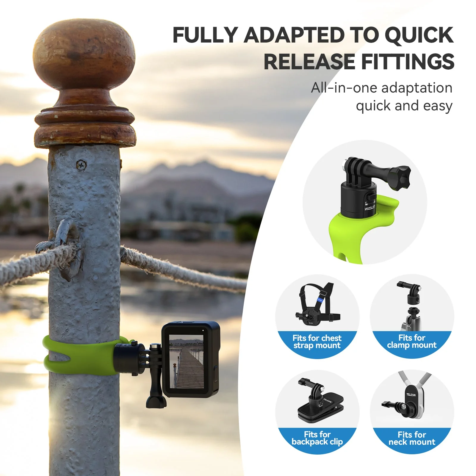 TELESIN Quick Release Elastic Small Q Handlebar Mount - Image 6