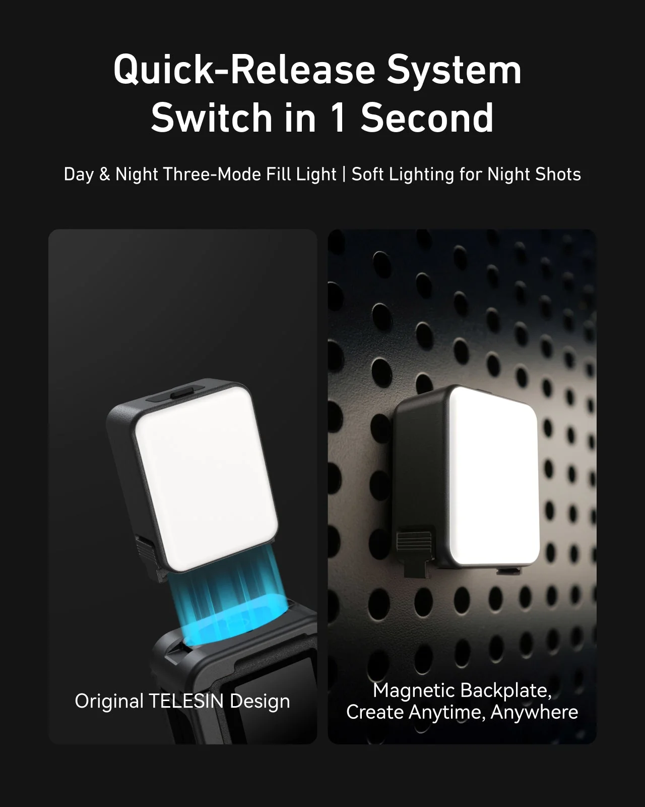 Telesin Quick-Release Fill Light For Action 5 pro/4/3 - Image 6