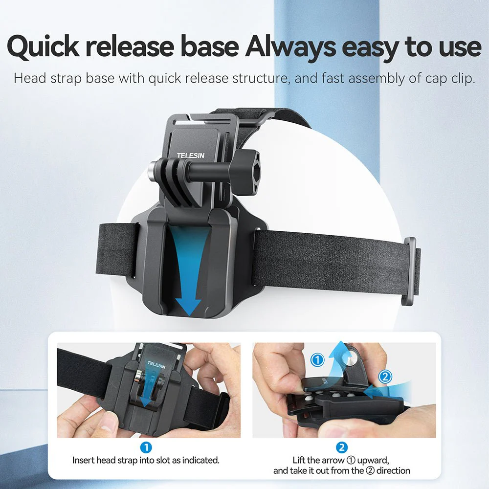 TELESIN 2-in-1 Hat Clip Quick Release Headband - Image 10